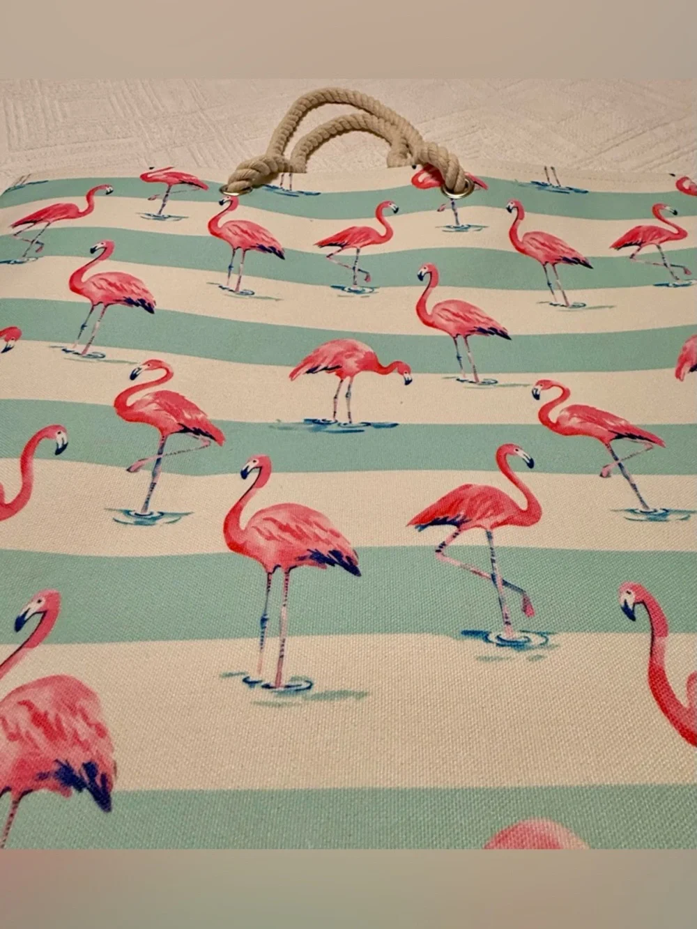Tote bag - beach tote - flamingo - brand new w/ detached tags. 16”hx21”w - Picture 7 of 15